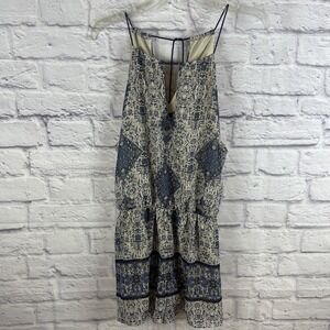 Lulu's Boho Hippie Earthy Navy Print Sleeveless Romper Size Large